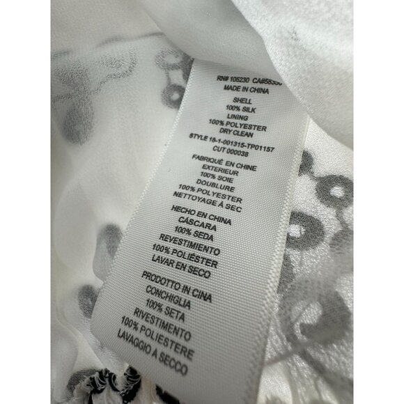 New‎ Joie Carlyton Eyelet Floral Cold Shoulder Ruffle Blouse Size XS White/Black - Picture 3 of 8